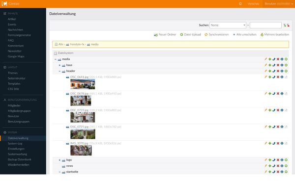 Dateiverwaltung im Contao Backend für Bilder und Medien