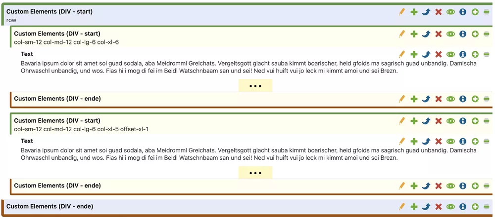 SpaltenSet mit Wrapper Farben am SpaltenSet Wrapper für start und ende